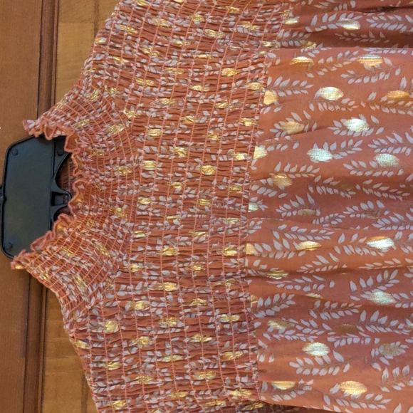 Bigyonger Sheer Shirred High Neck Blouse With Metallic Accents Red Bean Paste - Picture 6 of 11